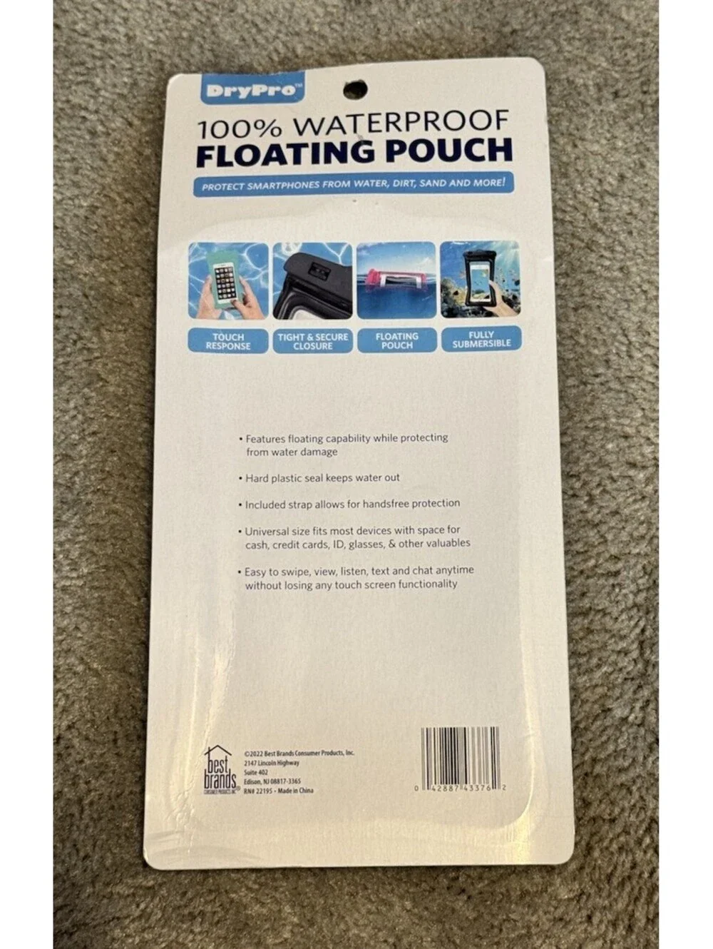 Waterproof Phone Case 25M / 80FT Fits all Phones Blue New Sealed WITH NECK STRAP